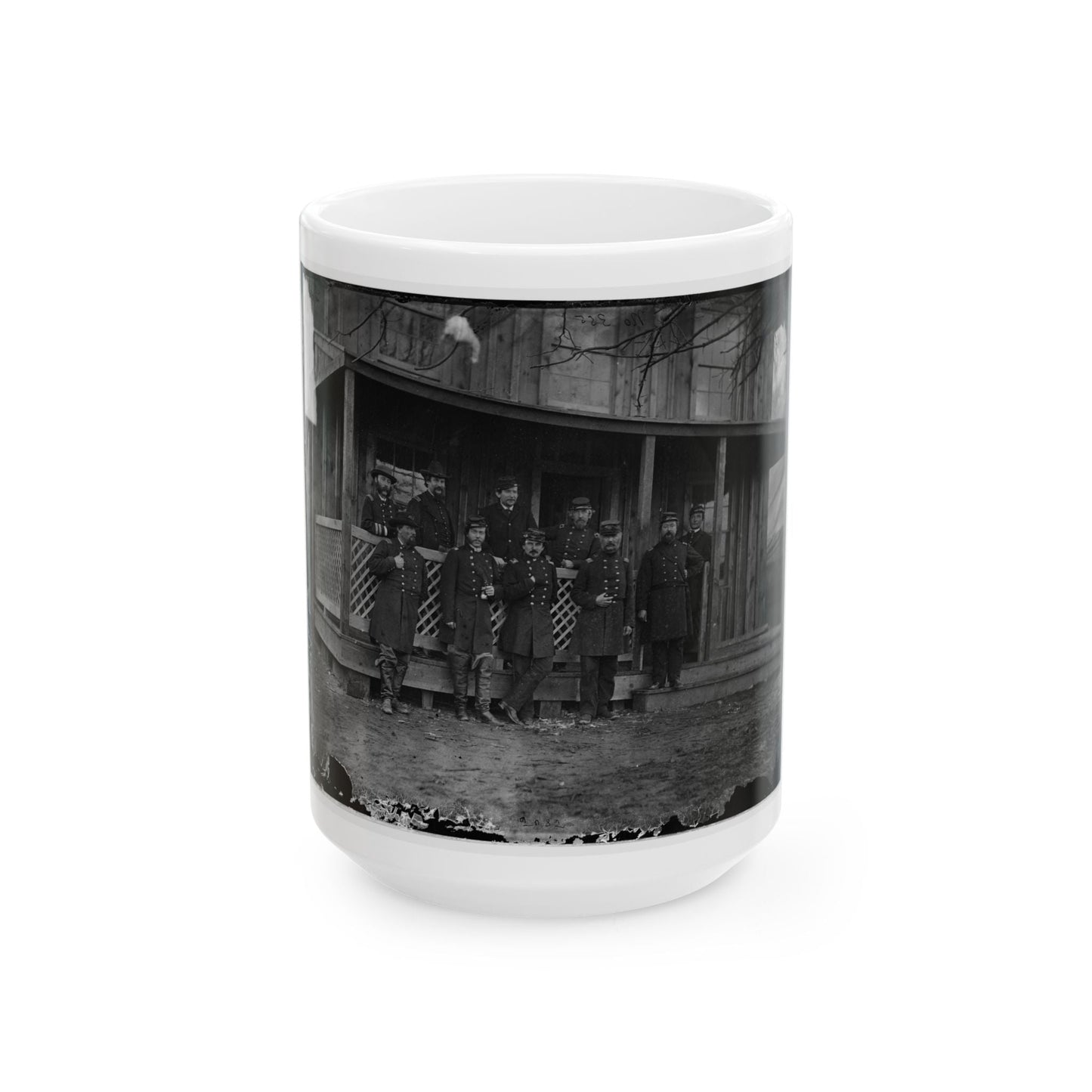 Aquia Creek, Virginia. Group Standing In Front Of Hospital (U.S. Civil War) White Coffee Mug-15oz-The Sticker Space