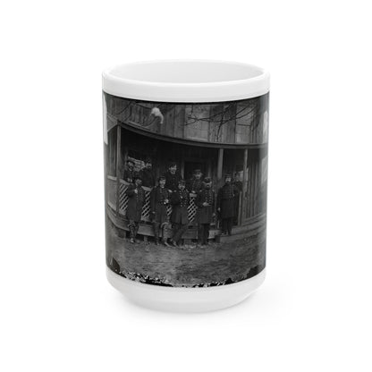 Aquia Creek, Virginia. Group Standing In Front Of Hospital (U.S. Civil War) White Coffee Mug-15oz-The Sticker Space