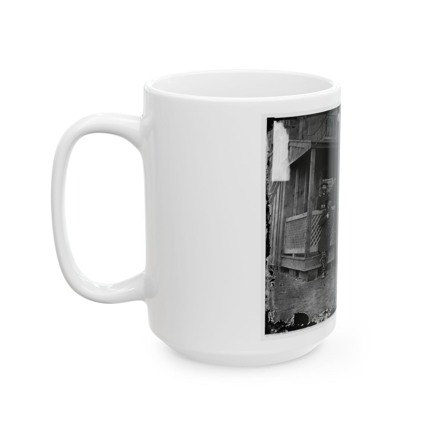 Aquia Creek, Virginia. Group Standing In Front Of Hospital (U.S. Civil War) White Coffee Mug-The Sticker Space