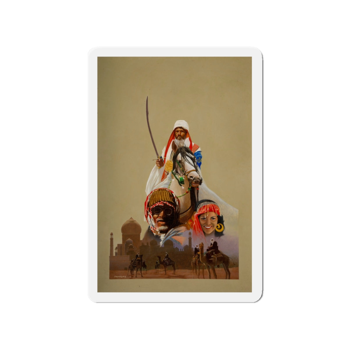 Arabian Scene (Magazine Illustration) Refrigerator Magnet-3" x 3"-The Sticker Space