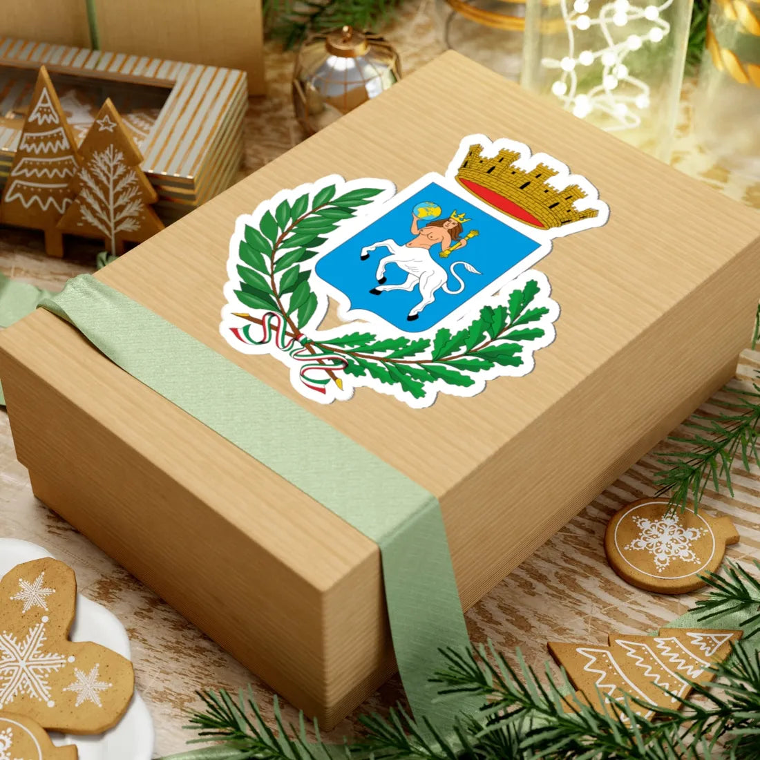 Araldica pubblica del Comune di Taormina (Italy) (Coat of Arms) STICKER Vinyl Kiss-Cut Decal - The Sticker Space