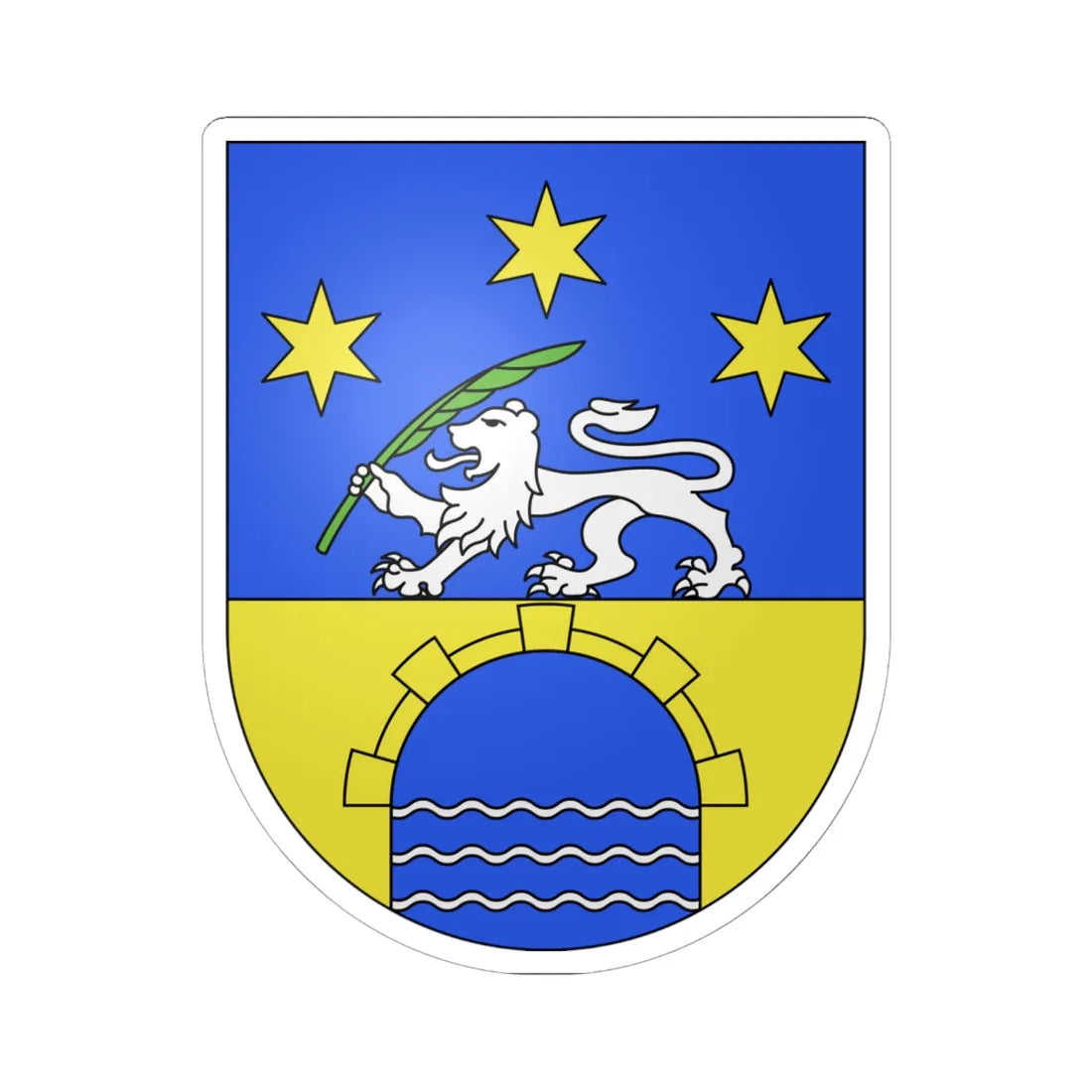 ArbedoCastione-coat of arms (Switzerland) (Coat of Arms) STICKER Vinyl Kiss-Cut Decal 6 Inch White - The Sticker Space