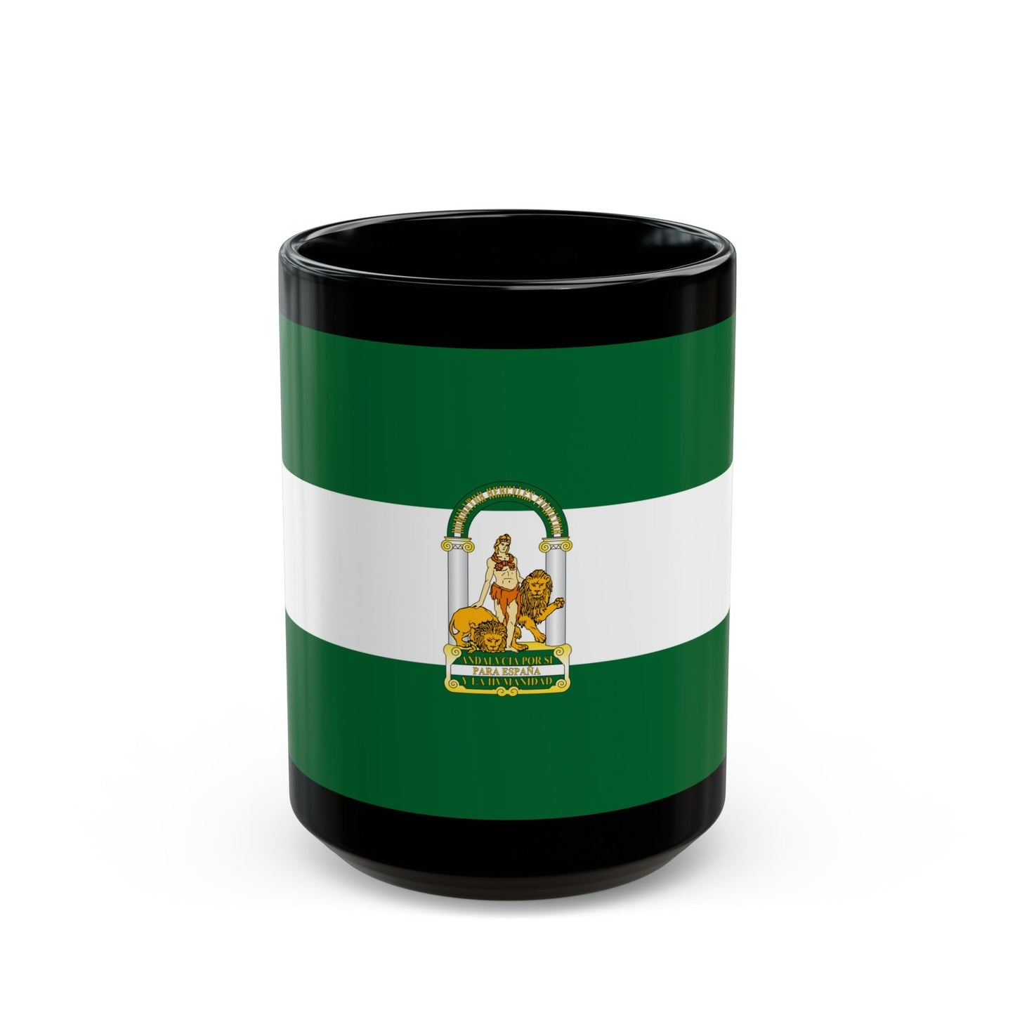 Arbonaida the Flag of Andalusia Spain - Black Coffee Mug-15oz-The Sticker Space