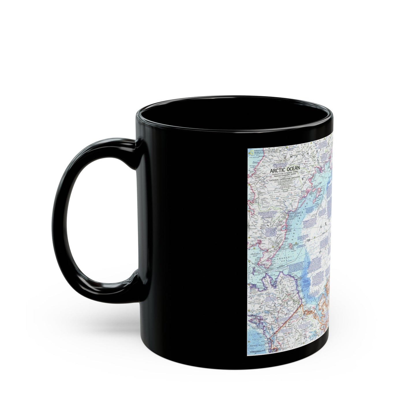 Arctic Ocean (1971) (Map) Black Coffee Mug-The Sticker Space