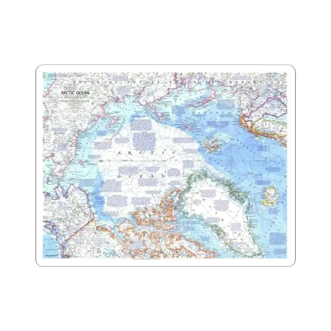 Arctic Ocean (1971) (Map) STICKER Vinyl Kiss-Cut Decal 2 Inch White - The Sticker Space