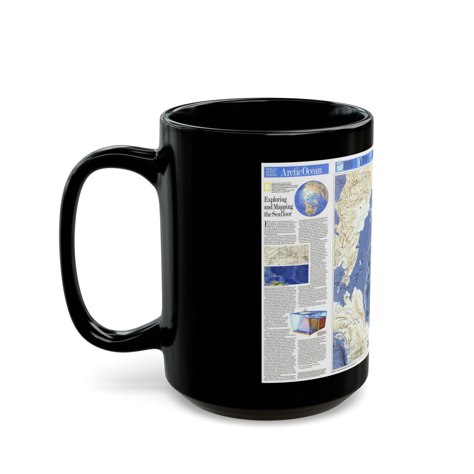 Arctic Ocean (1990) (Map) Black Coffee Mug-The Sticker Space