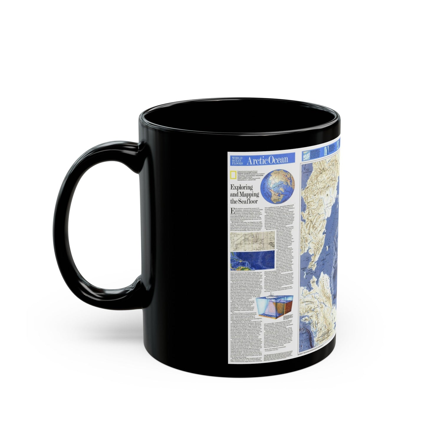 Arctic Ocean (1990) (Map) Black Coffee Mug-The Sticker Space