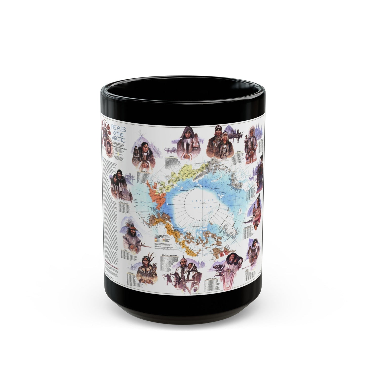 Arctic - Peoples of the (1983) (Map) Black Coffee Mug-15oz-The Sticker Space