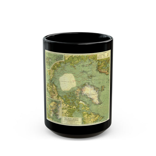 Arctic Regions (1925) (Map) Black Coffee Mug-15oz-The Sticker Space