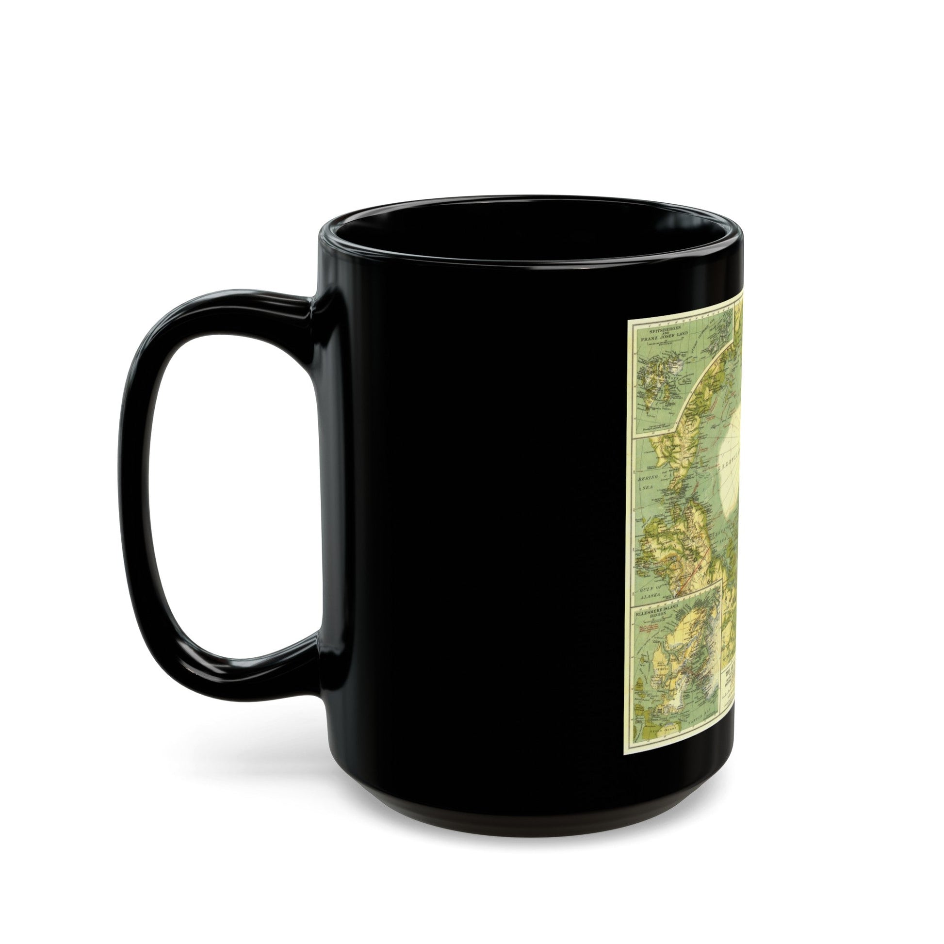 Arctic Regions (1925) (Map) Black Coffee Mug-The Sticker Space