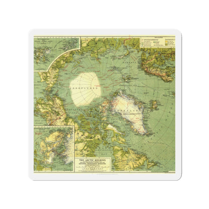 Arctic Regions (1925) (Map) Refrigerator Magnet-2" x 2"-The Sticker Space