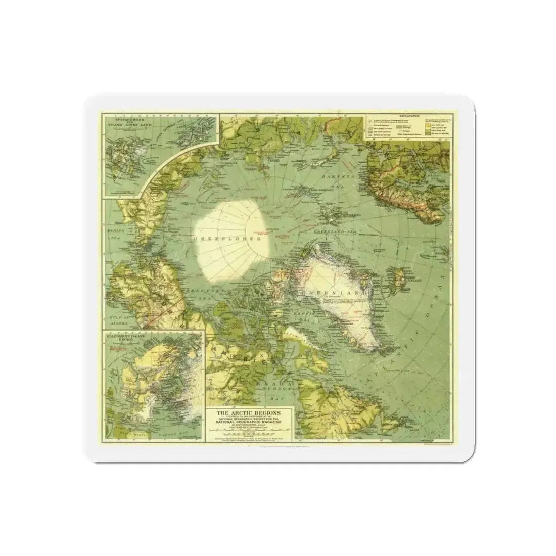 Arctic Regions (1925) (Map) Refrigerator Magnet - The Sticker Space