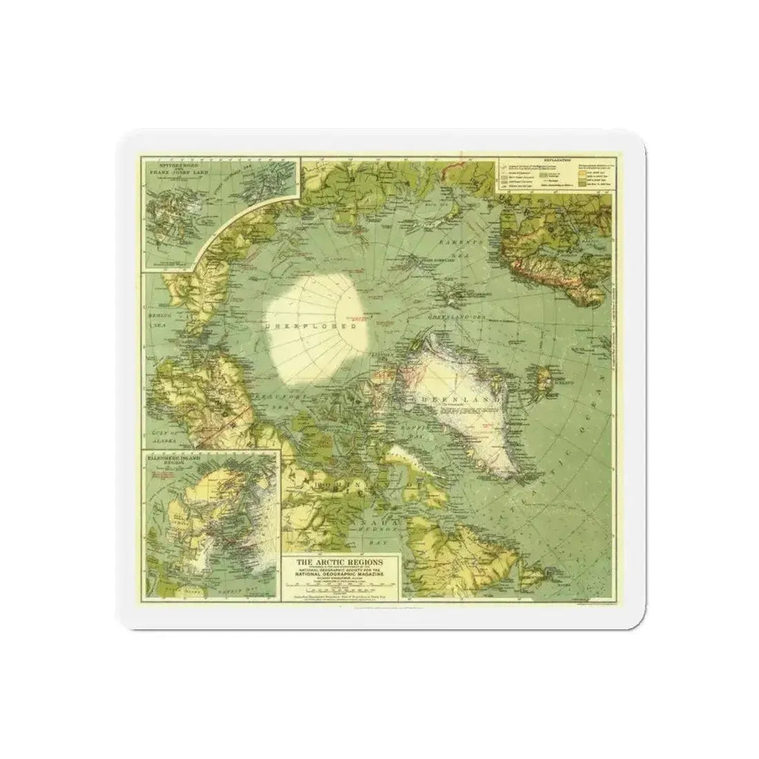 Arctic Regions (1925) (Map) Refrigerator Magnet - The Sticker Space