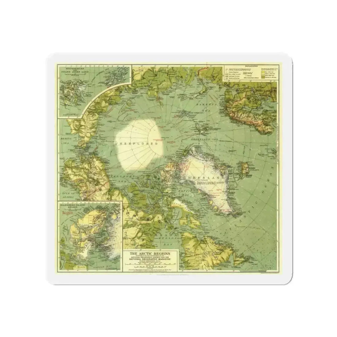 Arctic Regions (1925) (Map) Refrigerator Magnet - The Sticker Space