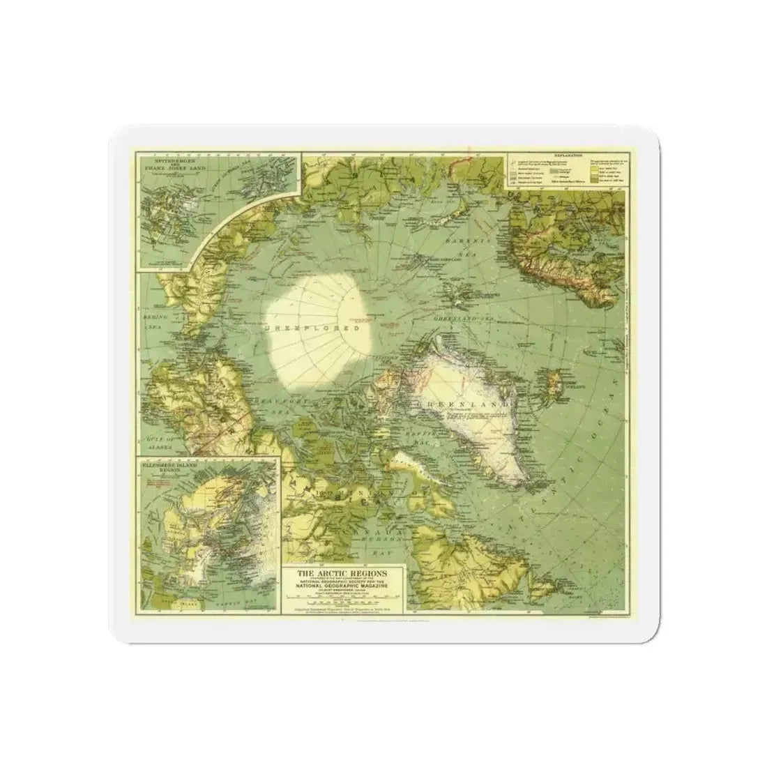 Arctic Regions (1925) (Map) Refrigerator Magnet - The Sticker Space