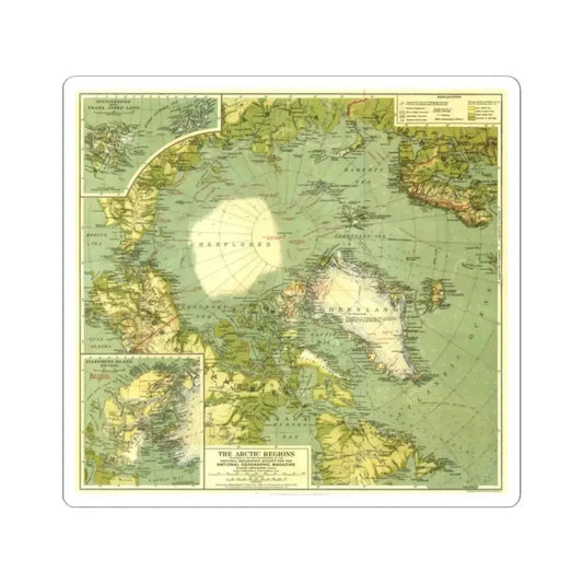 Arctic Regions (1925) (Map) STICKER Vinyl Kiss-Cut Decal 2 Inch White - The Sticker Space
