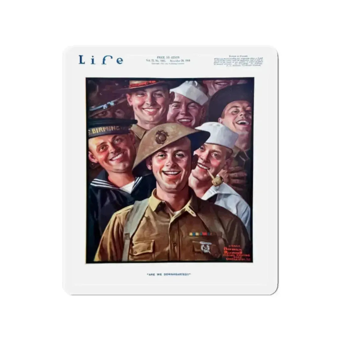 Are We Downhearted, Life magazine, November 28, 1918 (Magazine Illustration) Refrigerator Magnet 2 Inch - The Sticker Space