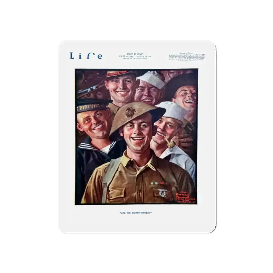 Are We Downhearted, Life magazine, November 28, 1918 (Magazine Illustration) Refrigerator Magnet 5 Inch - The Sticker Space