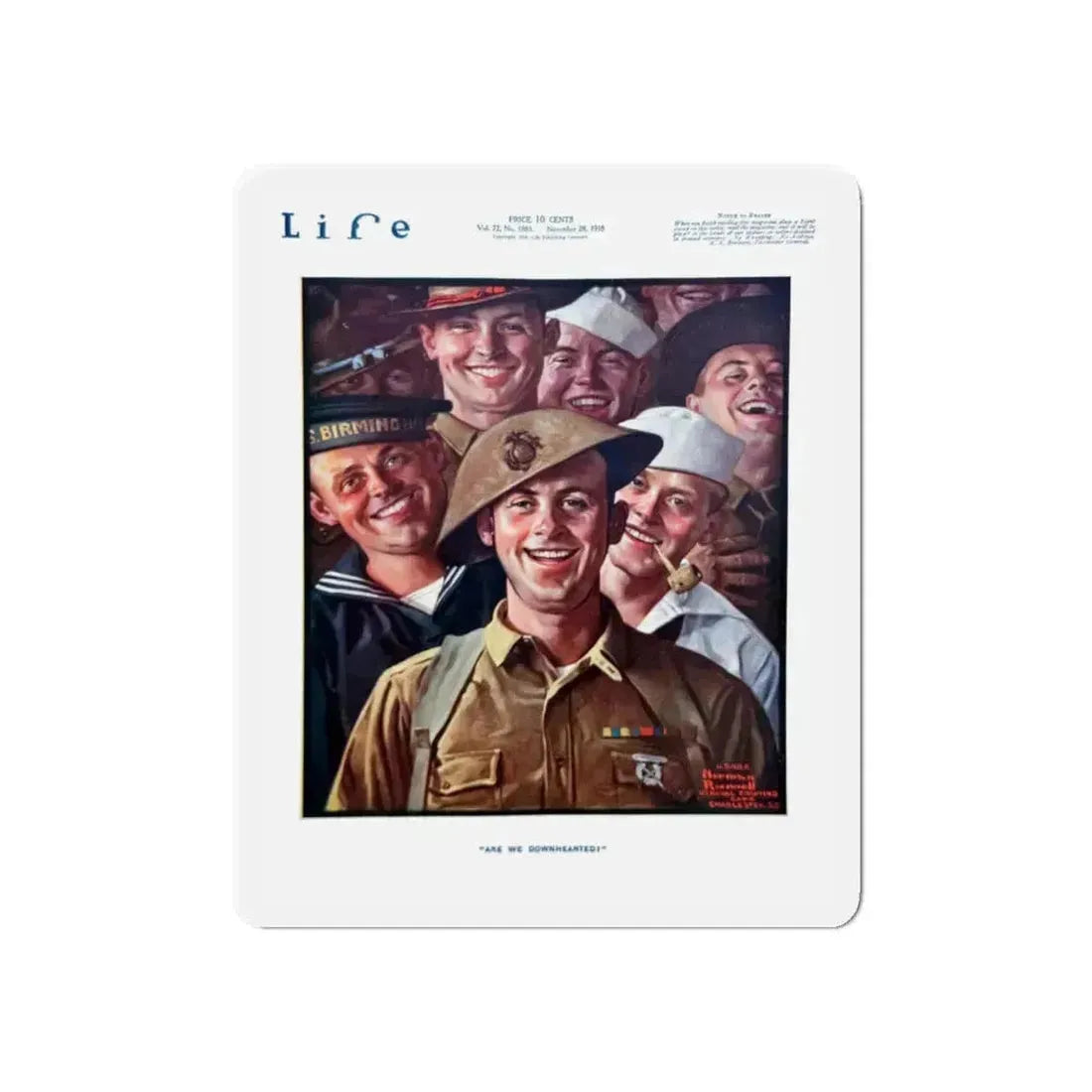 Are We Downhearted, Life magazine, November 28, 1918 (Magazine Illustration) Refrigerator Magnet 6 Inch - The Sticker Space