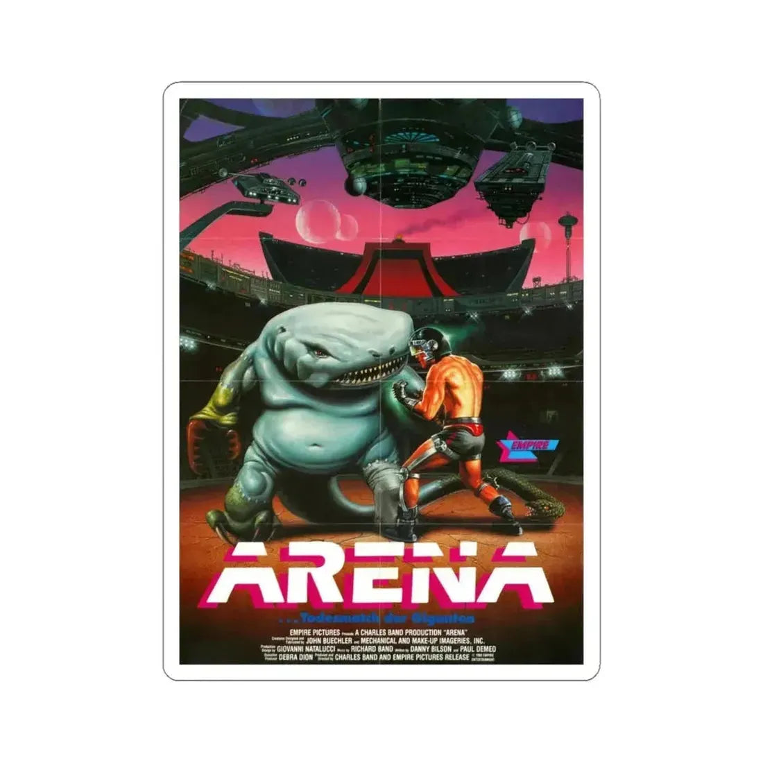 ARENA (GERMAN) 1989 Movie Poster - STICKER Vinyl Kiss-Cut Decal 6 Inch White - The Sticker Space