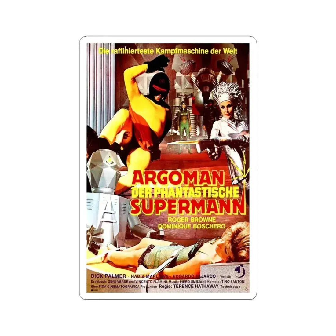 ARGOMAN THE FANTASTIC SUPERMAN 1967 Movie Poster - STICKER Vinyl Kiss-Cut Decal 4 Inch White - The Sticker Space