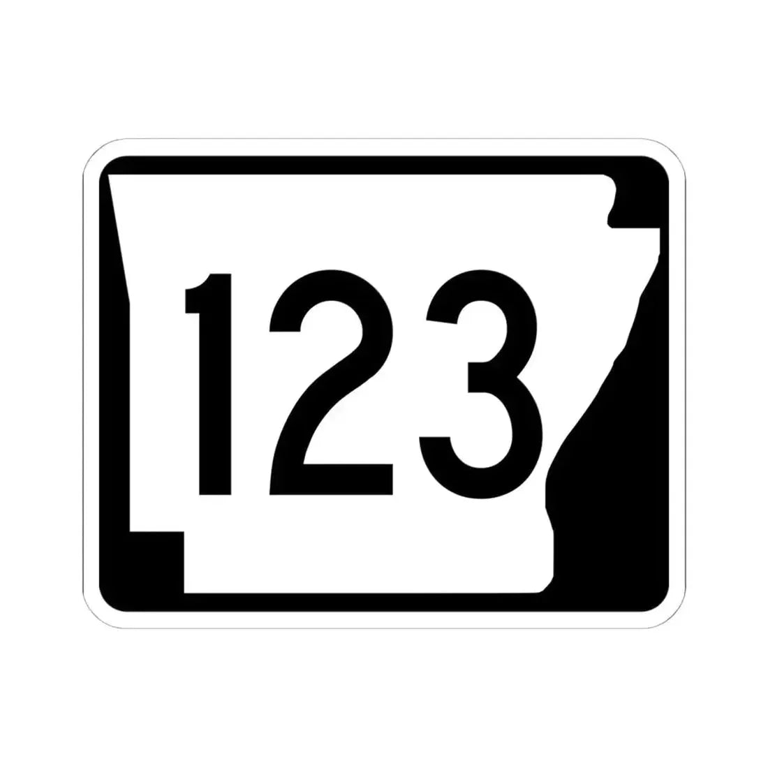 Arkansas 123 (Arkansas) (Road Sign) STICKER Vinyl Kiss-Cut Decal 6 Inch White - The Sticker Space