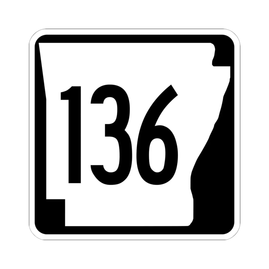 Arkansas 136 1970 (Arkansas) (Road Sign) STICKER Vinyl Kiss-Cut Decal 6 Inch White - The Sticker Space