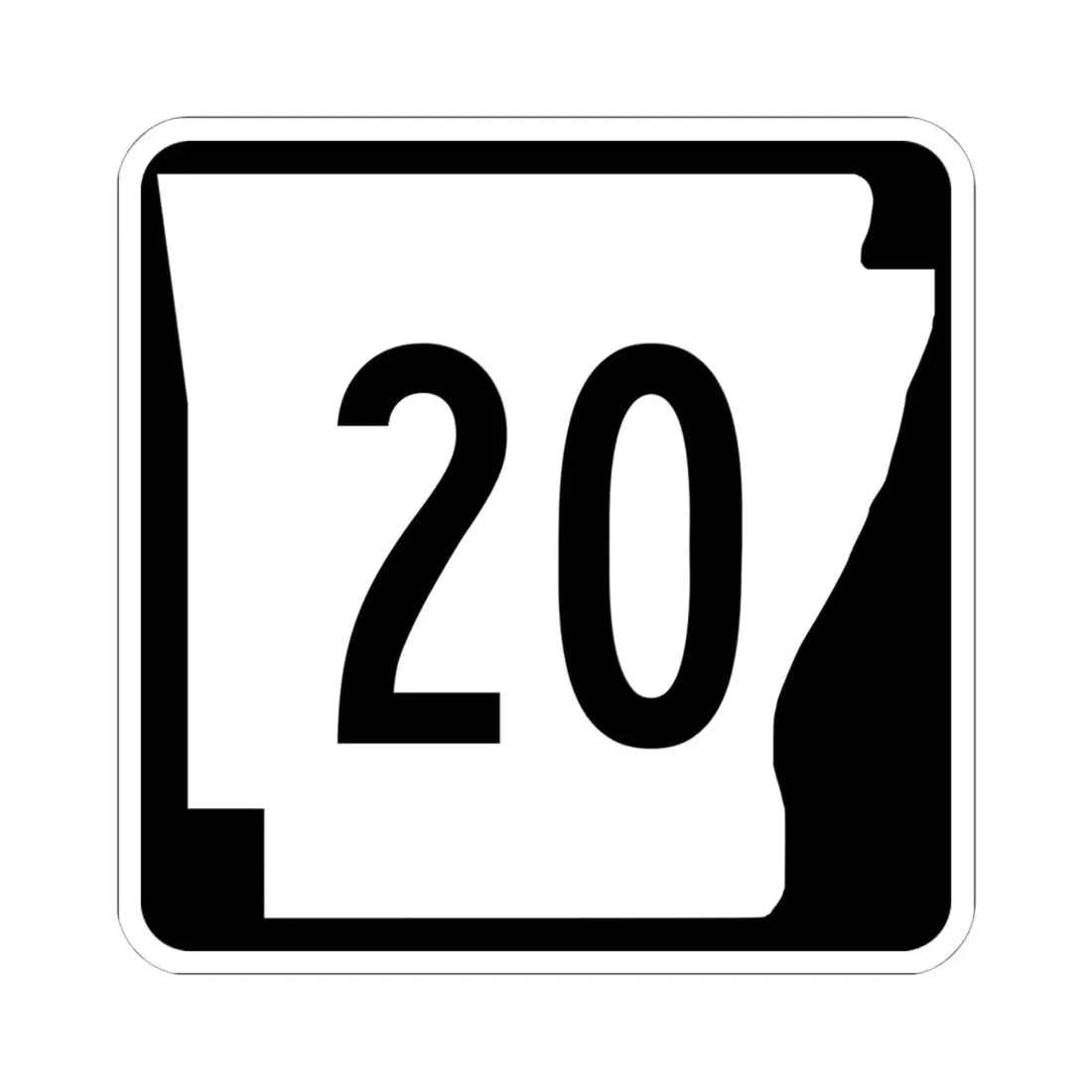 Arkansas 20 (Arkansas) (Road Sign) STICKER Vinyl Kiss-Cut Decal 6 Inch White - The Sticker Space