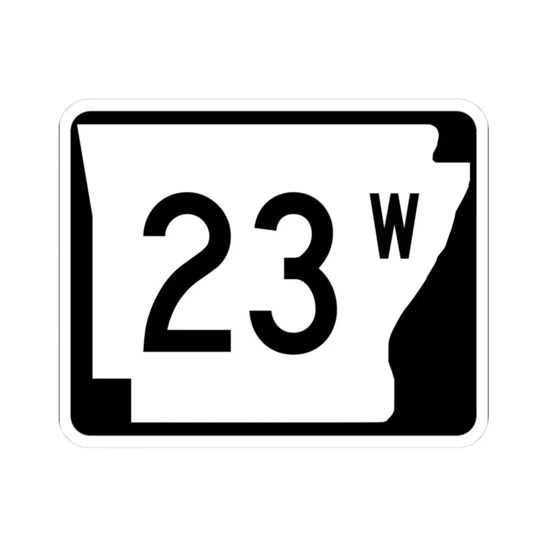 Arkansas 23W (Arkansas) (Road Sign) STICKER Vinyl Kiss-Cut Decal 3 Inch White - The Sticker Space