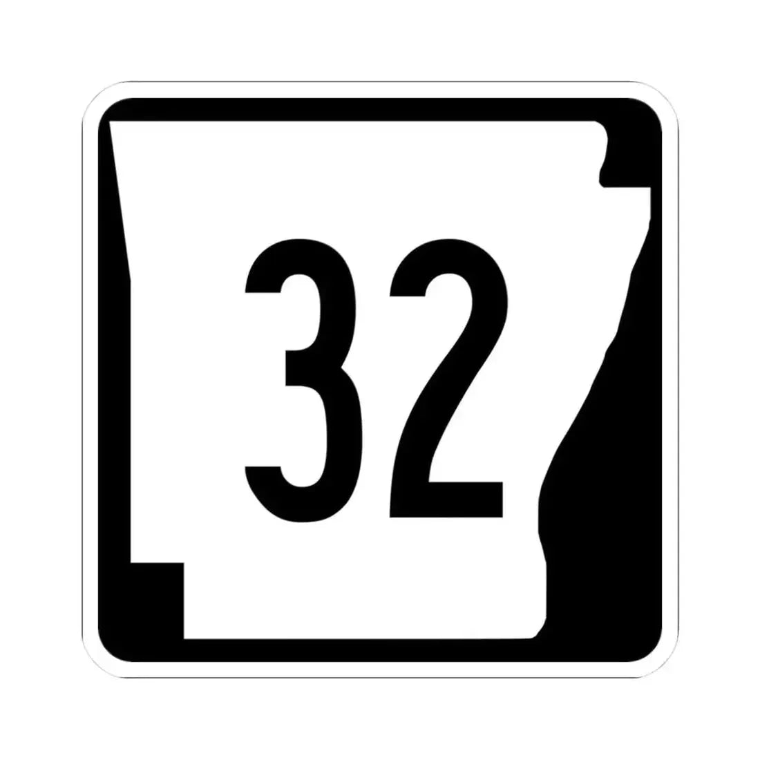 Arkansas 32 (Arkansas) (Road Sign) STICKER Vinyl Kiss-Cut Decal 3 Inch White - The Sticker Space