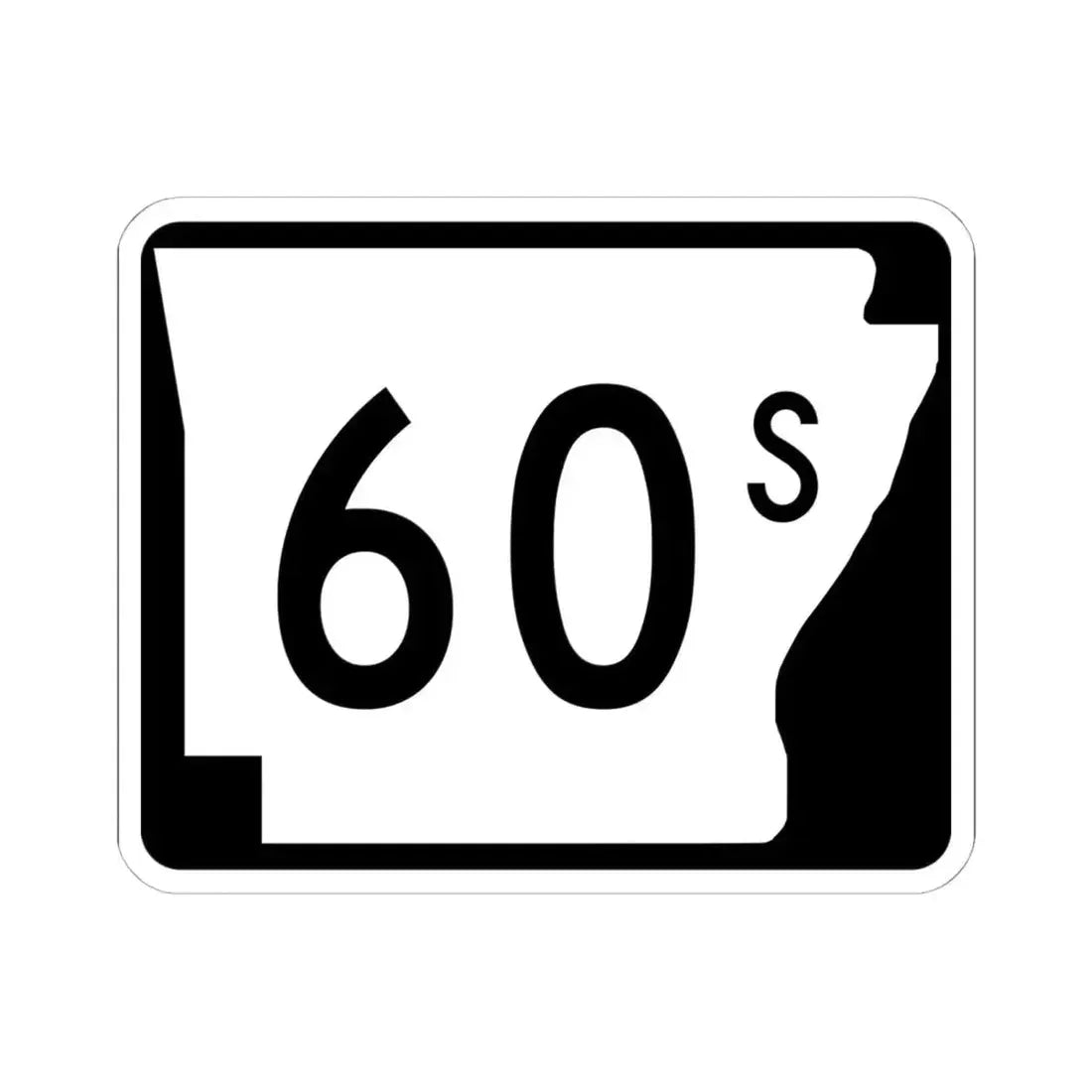 Arkansas 60S (Arkansas) (Road Sign) STICKER Vinyl Kiss-Cut Decal 6 Inch White - The Sticker Space