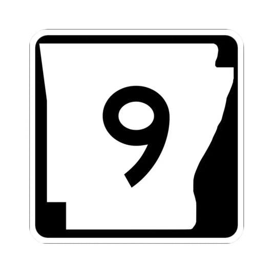 Arkansas 9 (Arkansas) (Road Sign) STICKER Vinyl Kiss-Cut Decal 2 Inch White - The Sticker Space