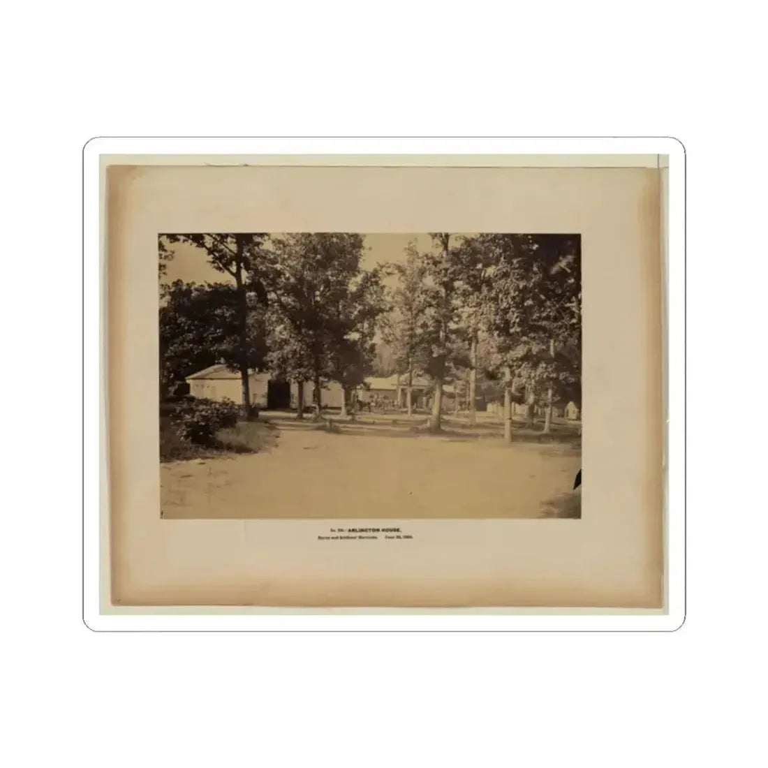 Arlington House, Barns and Soldiers' Barracks, June 29, 1864 (U.S. Civil War) STICKER Vinyl Kiss-Cut Decal 2 Inch White - The Sticker Space