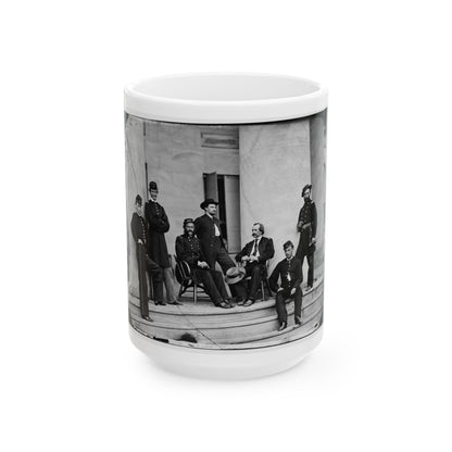 Arlington, Va. Brig. Gen. Gustavus A. Derussey (Third From Left) And Staff On Portico Of Arlington House (U.S. Civil War) White Coffee Mug