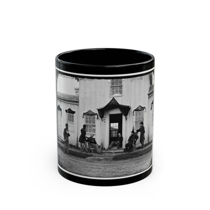 Arlington, Va. Capt. Nevins And Officers In Front Of Headquarters, Fort Whipple; Mourning Crepe Drawn Over Doors And Windows (U.S. Civil War) Black Coffee Mug