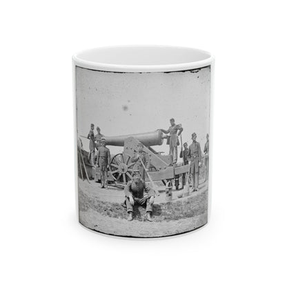 Arlington, Va.  Soldiers With 24-Pdr. Siege Gun On Wooden Barbette Carriage At Fort Corcoran (U.S. Civil War) White Coffee Mug