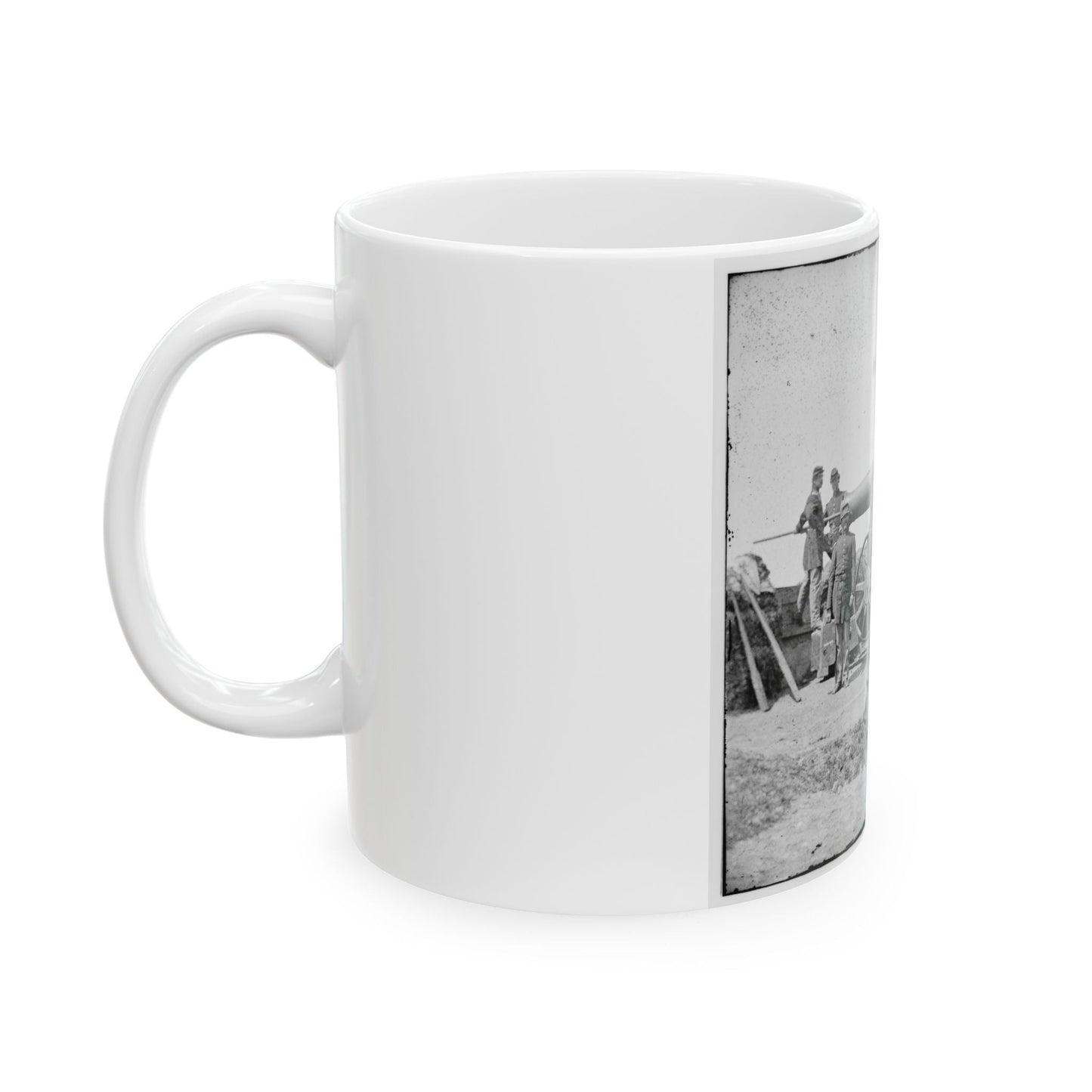 Arlington, Va.  Soldiers With 24-Pdr. Siege Gun On Wooden Barbette Carriage At Fort Corcoran (U.S. Civil War) White Coffee Mug