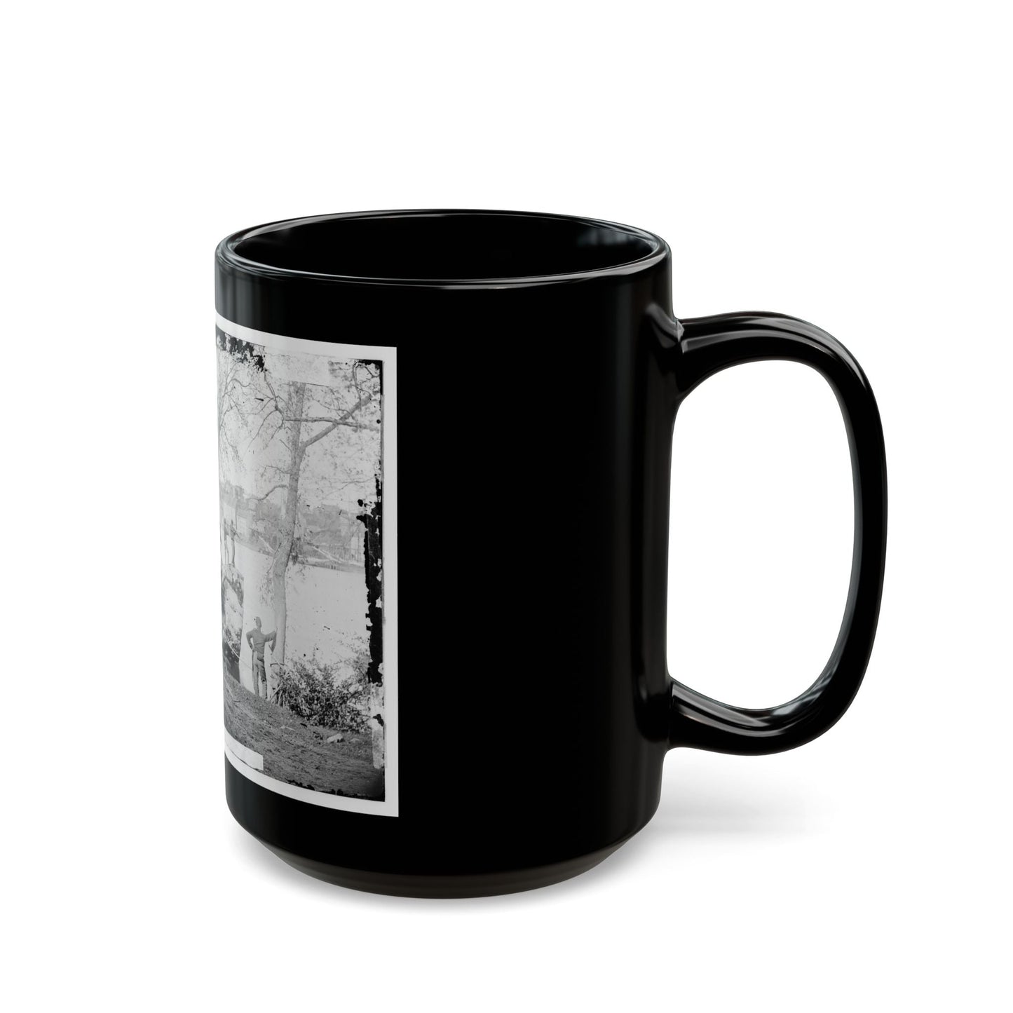 Arlington, Virginia. Georgetown Aqueduct From Virginia Side Of Potomac With Georgetown University In Background (U.S. Civil War) Black Coffee Mug