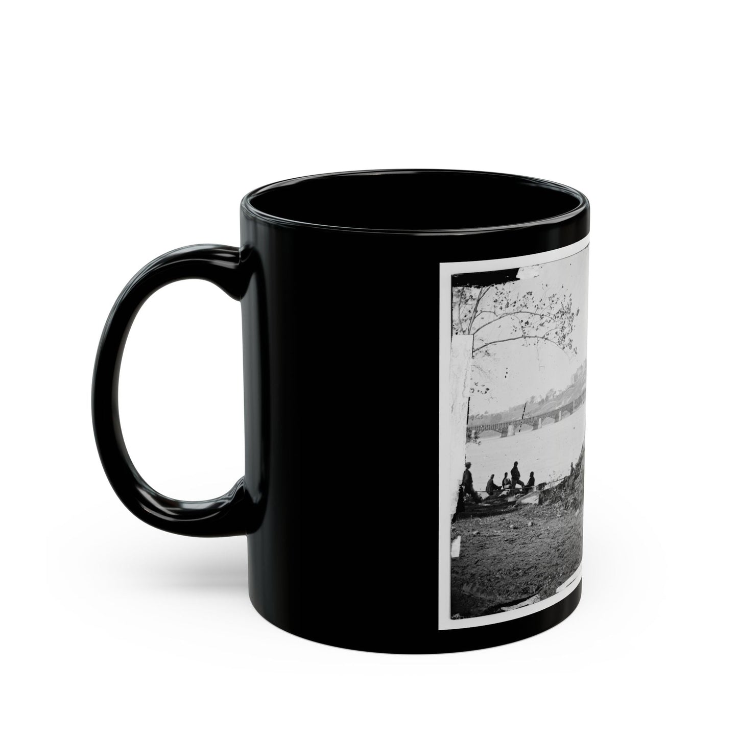 Arlington, Virginia. Georgetown Aqueduct From Virginia Side Of Potomac With Georgetown University In Background (U.S. Civil War) Black Coffee Mug