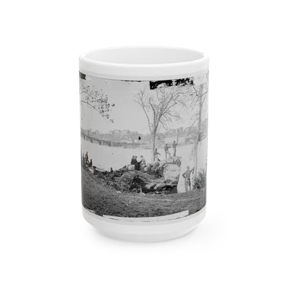 Arlington, Virginia. Georgetown Aqueduct From Virginia Side Of Potomac With Georgetown University In Background (U.S. Civil War) White Coffee Mug