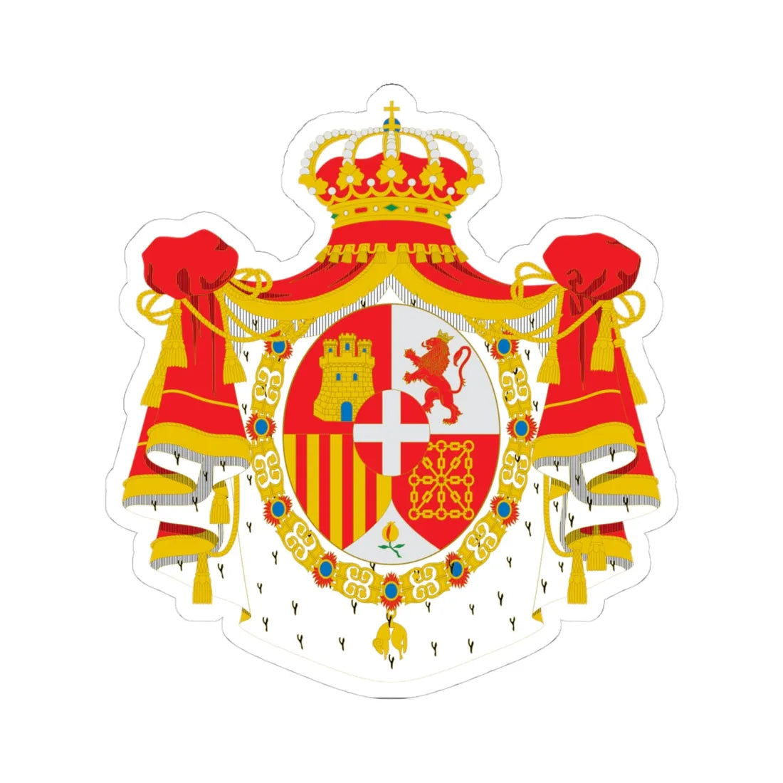 Armas de Amadeo I de Saboya (Spain) (Coat of Arms) STICKER Vinyl Kiss-Cut Decal 4 Inch White - The Sticker Space