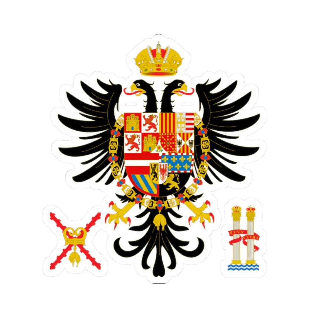 Armas de Carlos I de España 2 (Spain) (Coat of Arms) STICKER Vinyl Kiss-Cut Decal 2 Inch White - The Sticker Space
