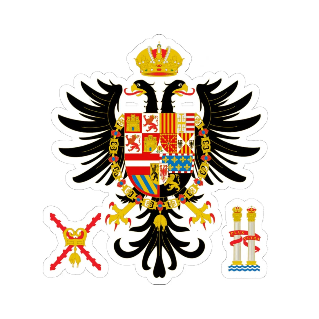 Armas de Carlos I de España 2 (Spain) (Coat of Arms) STICKER Vinyl Kiss-Cut Decal 4 Inch White - The Sticker Space