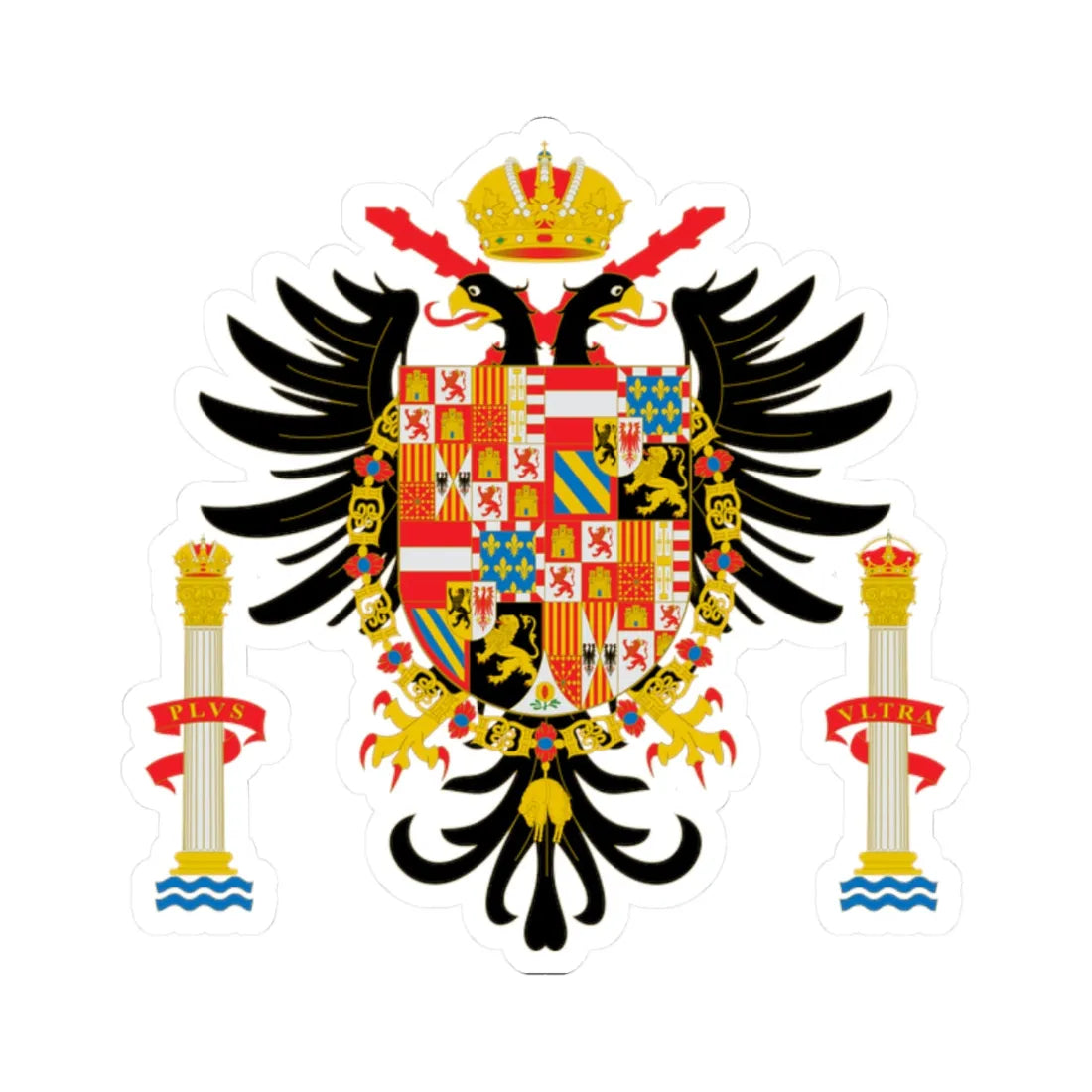 Armas de Carlos I de España (Spain) (Coat of Arms) STICKER Vinyl Kiss-Cut Decal 2 Inch White - The Sticker Space