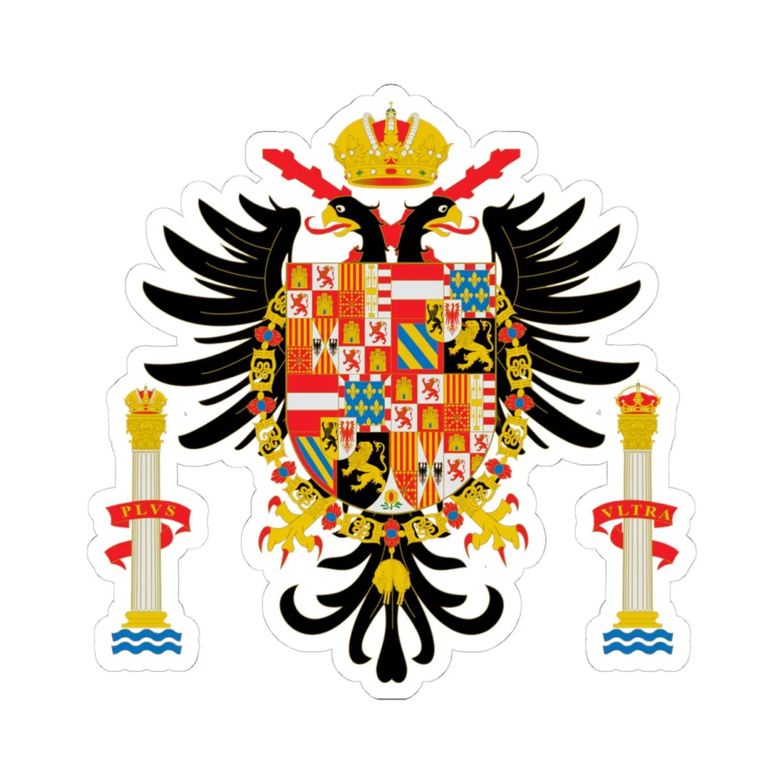 Armas de Carlos I de España (Spain) (Coat of Arms) STICKER Vinyl Kiss-Cut Decal 4 Inch White - The Sticker Space