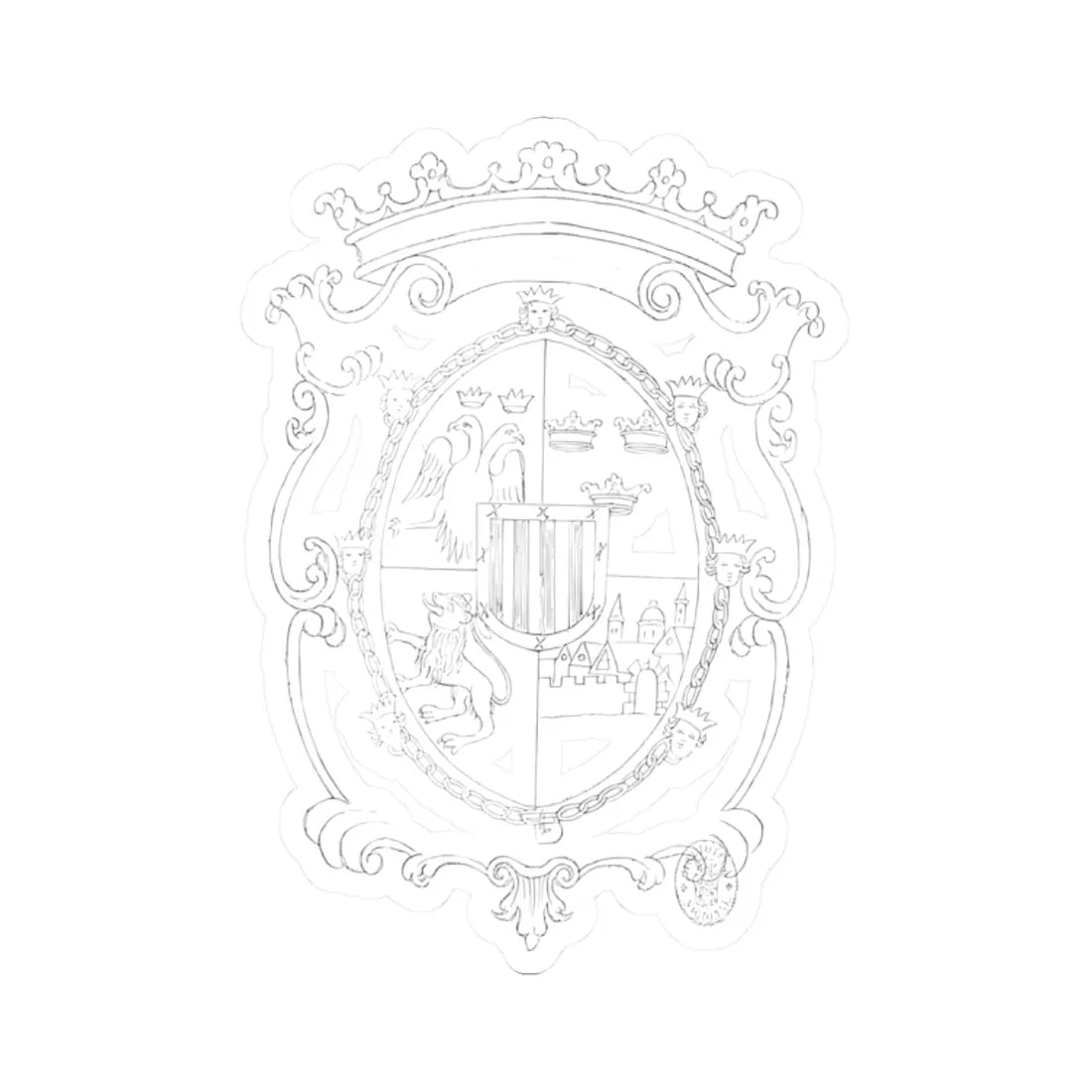 Armas de Hernan Cortez 1767 (Costa Rica) (Coat of Arms) STICKER Vinyl Kiss-Cut Decal 2 Inch White - The Sticker Space