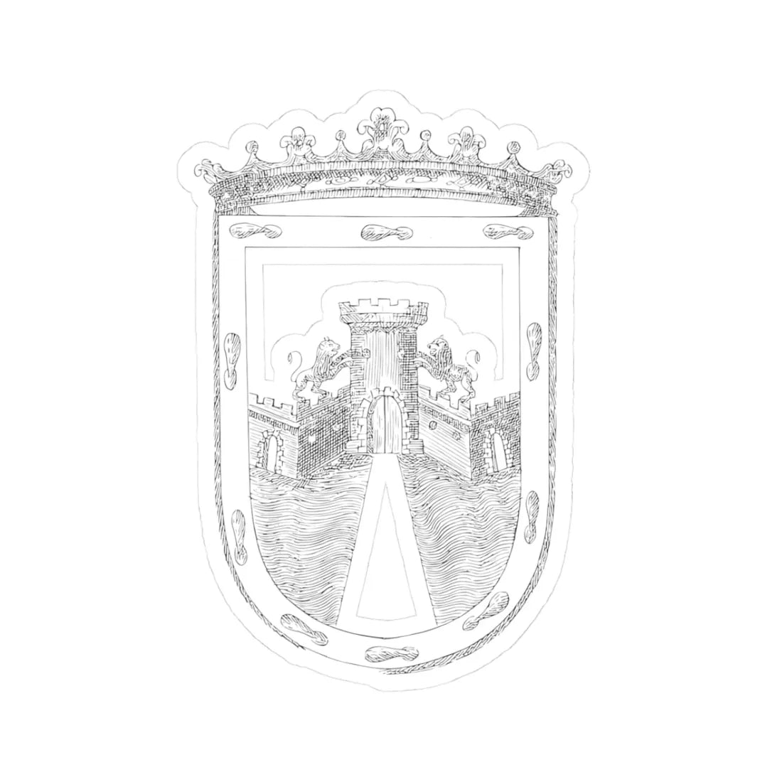 Armas de la ciudad de Mexico 1767 (Mexico) (Coat of Arms) STICKER Vinyl Kiss-Cut Decal 3 Inch White - The Sticker Space