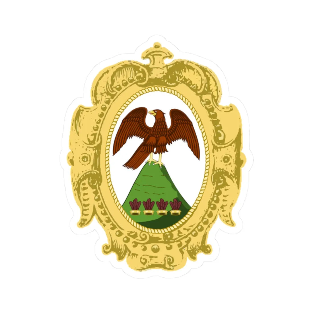 Armas de la República de Tlaxcala (Costa Rica) (Coat of Arms) STICKER Vinyl Kiss-Cut Decal 2 Inch White - The Sticker Space