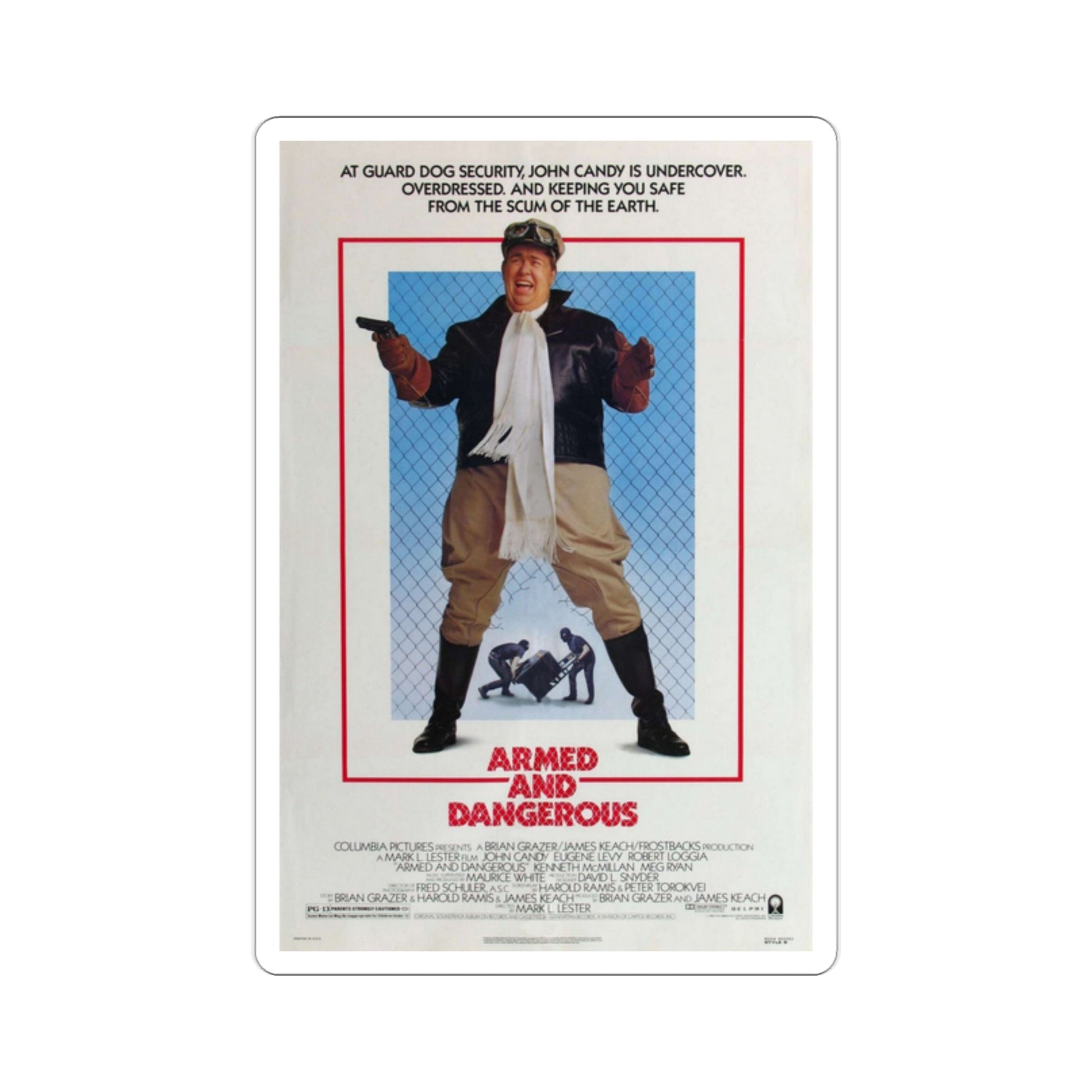 Armed and Dangerous 1986 Movie Poster STICKER Vinyl Die-Cut Decal-2 Inch-The Sticker Space