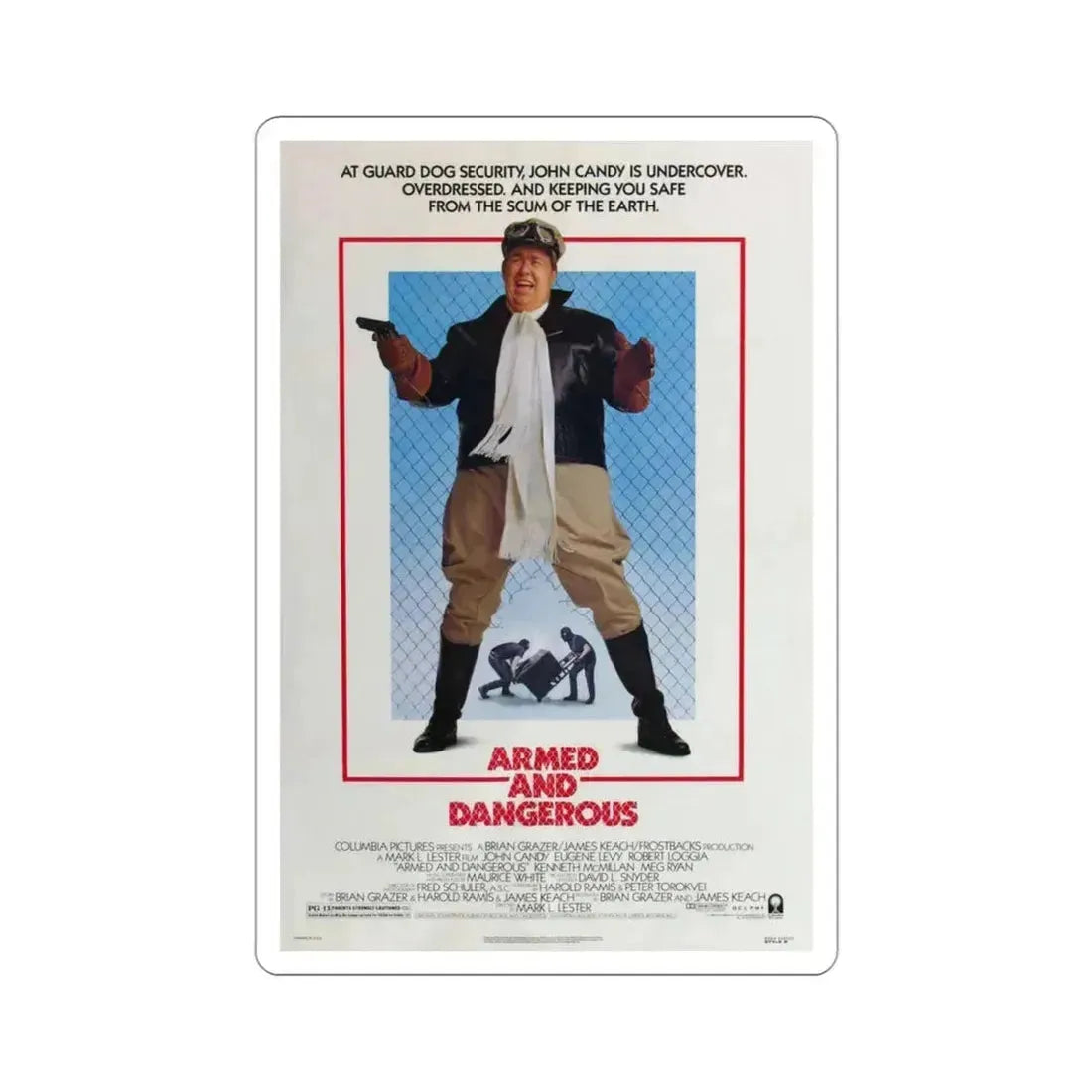 Armed and Dangerous 1986 Movie Poster STICKER Vinyl Die-Cut Decal 3 Inch - The Sticker Space